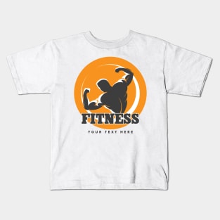 Posing Bodybuilder Fitness Emblem. Kids T-Shirt